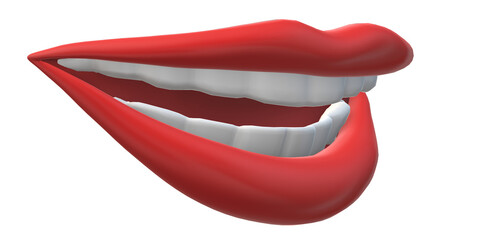 3D Render Lips with Smiling Mouth Isolated on a  Transparent Background