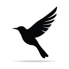 Obraz premium Silhouette of a Small Bird in Mid Flight with Wings Extended
