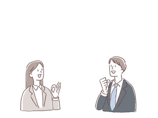 スーツを着た男性と女性の上半身（背景透過）
