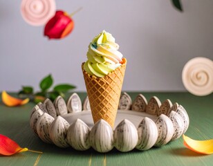 Ice Cream Cone with Flower Petals