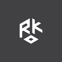 Initial R K letter with polygon modern style logo template vector