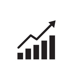Black Growth Chart Icon for Business Analytics Mockup