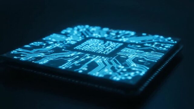 Futuristic Microprocessor with Intricate Circuitry Design Against a Dark Background Showcasing Technology and Innovation for Modern Computing Applications