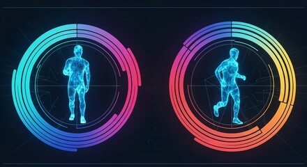 Futuristic human motion data analysis with vibrant digital health trackers