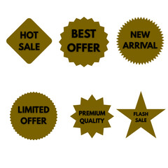 Starburst sale icons set hot offer labels discount promo tags best deal elements