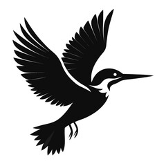 Kingfisher flying vector clean black silhouette design white background