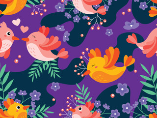 Original name(s): Vector spring bird pattern illustration 05