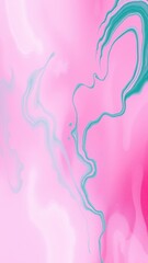 Naklejka premium Abstract pink background with teal swirls creating a dreamy and fluid marble like texture effect art