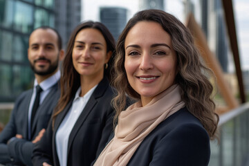 AI. Group of successful diverse businesspeople