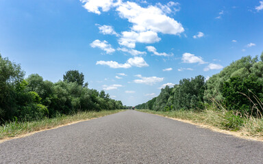 Bicycle road with nice clouds