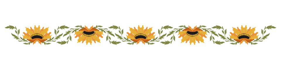 Border with decorative sunflowers and leaves.