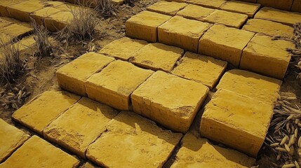 Textured Yellow Stone Pathway in Natural Outdoor Setting