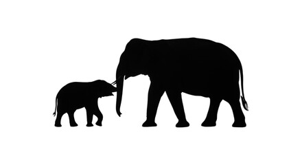 Fototapeta premium Majestic African Elephant Family Silhouette Under the Starry Night Sky