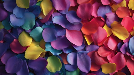 Vibrant multicolored rose petals background with varied hues and textures