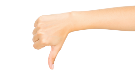 Woman hand shows thumbs down isolated on white background, with clipping path. Five fingers. Full Depth of field. Focus stacking. PNG
By uv_group