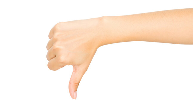 Woman hand shows thumbs down isolated on white background, with clipping path. Five fingers. Full Depth of field. Focus stacking. PNG
By uv_group