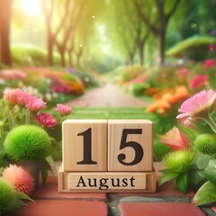 15 August Engraved on Rustic Wooden Box – Celebrating Indian Freedom.
