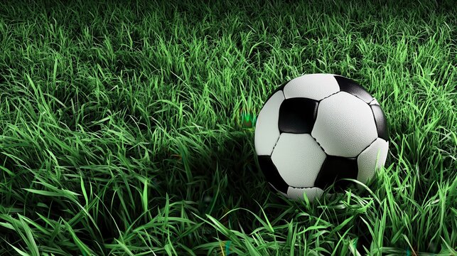 Soccer Ball on Lush Green Grass Field for Sports Activities