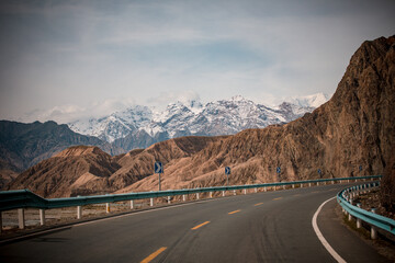 Snow-capped mountains in Akto County, Kizilsu Kirgiz Autonomous Prefecture, Xinjiang, China