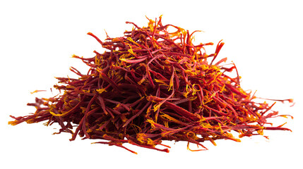 Naklejka premium Loose Saffron Threads in a Small Pile on Transparent Background