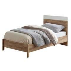 simple single bed with white bedding
