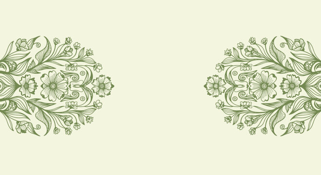 Elegant Floral Vector SVG Illustration with Symmetrical Botanical Design in Minimalist Line Art Style