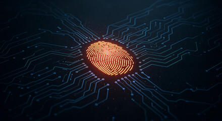 Digital fingerprint integrated with circuit patterns and technology elements.
