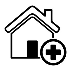 Obraz premium Vector illustration of a house icon with a plus sign in a circle shape on transparent background