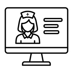 Vector  illustration of a computer screen displaying a nurse and details on transparent background