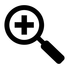 Fototapeta premium Vector illustration of a magnifying glass with a plus sign inside it on transparent background