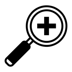 Fototapeta premium Vector illustration of a magnifying glass with a plus sign inside lens on transparent background