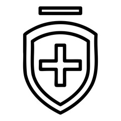 Vector  shield with plus sign inside and rectangle on top outline design on transparent background