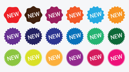 Special offer icon pack, starburst price tag, deal label set. Vector red promo badges, flat discount stickers, percentage sale tags, circle icons with star edges.