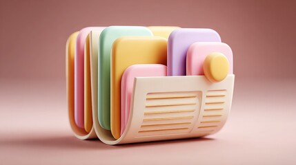 Minimalist 3D newspaper icon in soft pastel tones, symbolizing editorial content, news updates, newsletters, or mobile press and article reading applications.