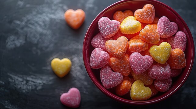 Candy Conversation Hearts Spilling Red Bowl White Table Product Display Holiday Decor
