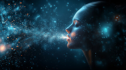 Breath of light in a cosmic wonderland at night