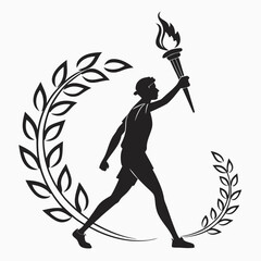 Silhouette Of An Olympic Torch Bearer