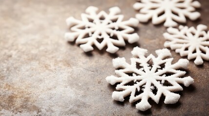 Decorative Snowflakes on Rustic Surface for Winter Theme Design