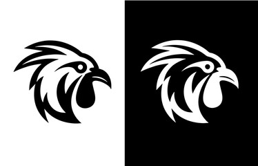 Dynamic rooster head graphic logo. A powerful and modern chicken mascot design icon for branding or a team emblem.