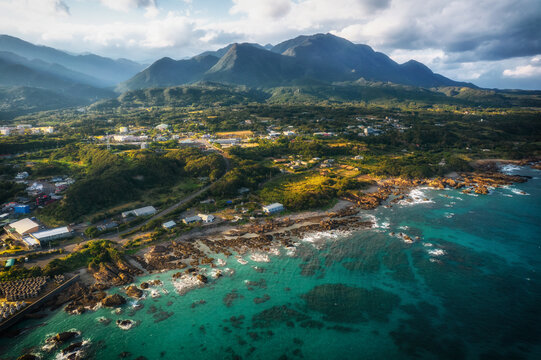 Aerial view of the eastern part of Yakushima Island, Kagoshima Prefecture, Japan, a World Heritage Site