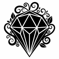 Jewel Tangle vector clean black silhouette design white background