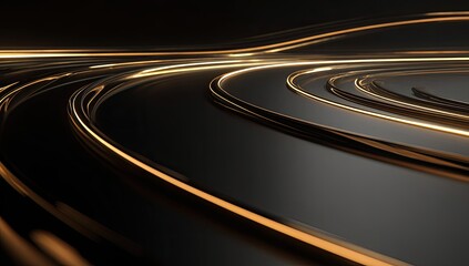 Abstract gold curves on dark surface