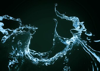 抽象的な青い水しぶきの3dイラスト