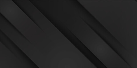 Black abstract background design. Modern wavy line pattern (guilloche curves) in monochrome colors. Premium stripe texture for banner, business background. Dark horizontal vector template