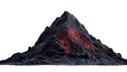 Fiery mountain peak against black