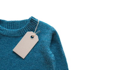 Teal sweater with price tag