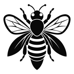 Honey Bee vector clean black silhouette design white background
