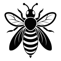 Honey Bee vector clean black silhouette design white background