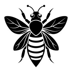 Honey Bee vector clean black silhouette design white background
