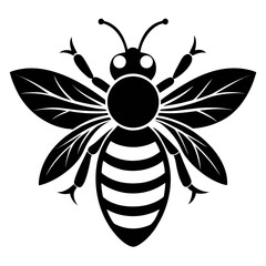 Honey Bee vector clean black silhouette design white background
